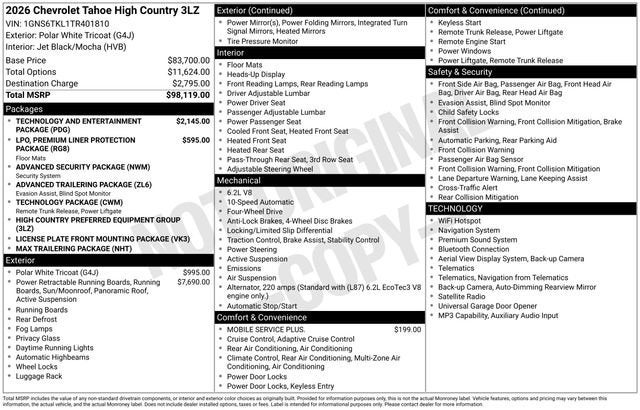 2026 Chevrolet Tahoe High Country
