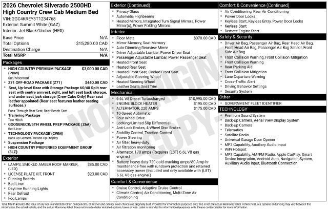 2026 Chevrolet Silverado 2500 HD High Country