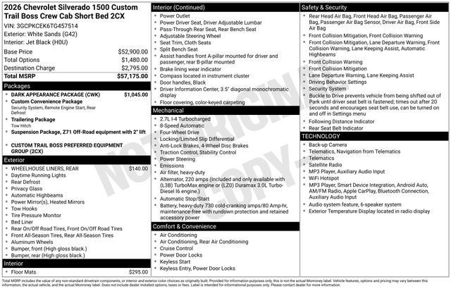 2026 Chevrolet Silverado 1500 Custom Trail Boss
