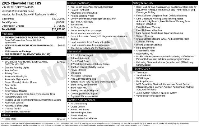2026 Chevrolet Trax 1RS