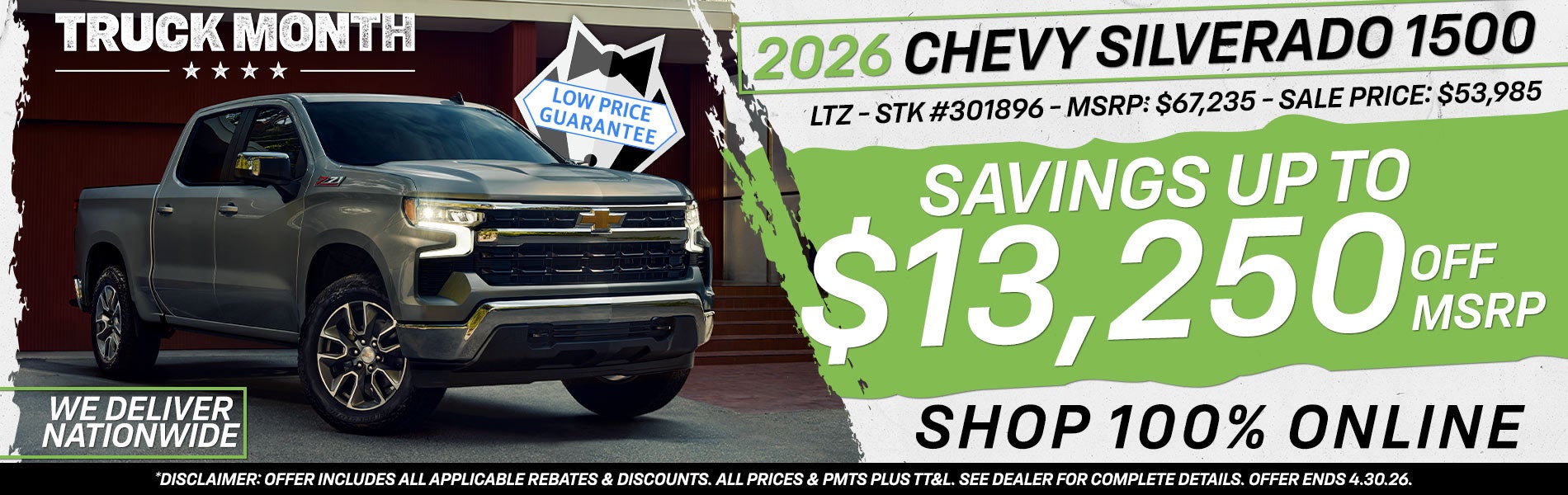 2026 Chevy Silverado 1500 - Savings Up To $13,250 Off MSRP