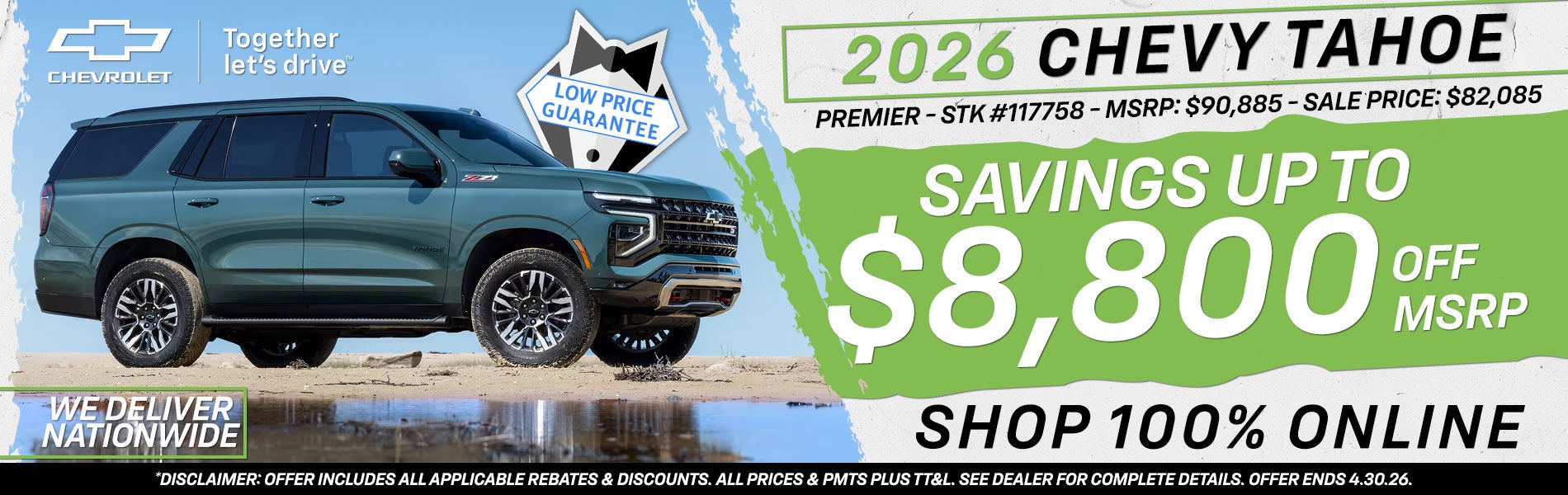 2026 Chevy Tahoe - Savings Up To $8,800 Off MSRP