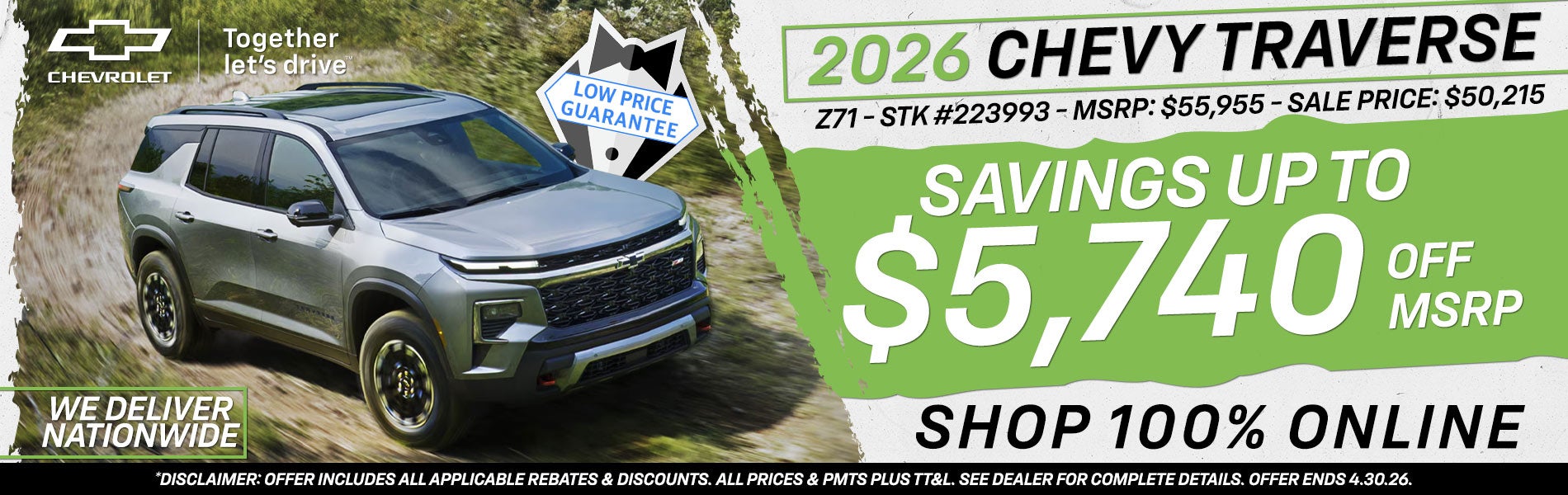 2026 Chevy Traverse - Savings Up To $5,740 Off MSRP