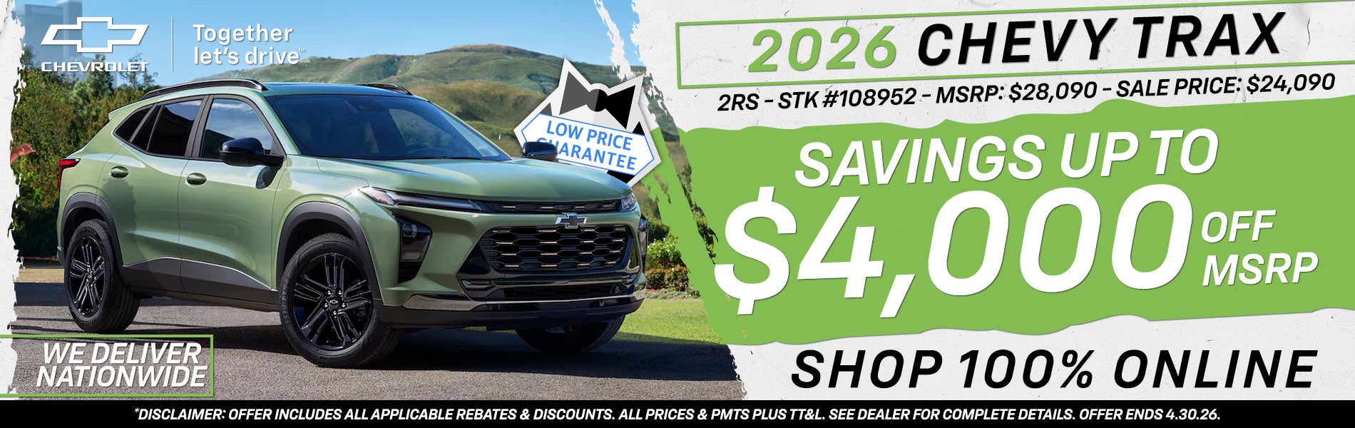 2026 Chevy Trax - Savings Up To $4,000 Off MSRP