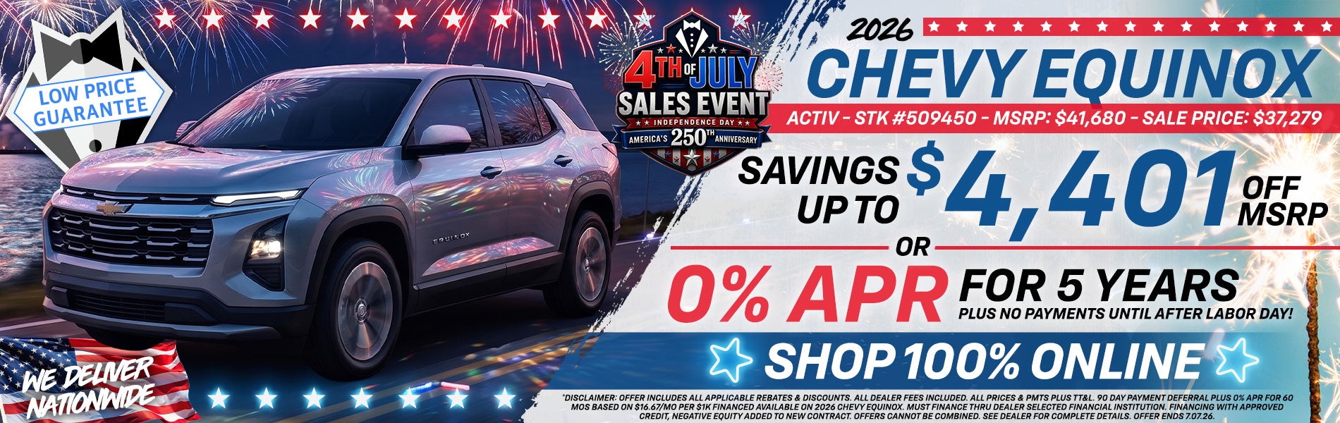 2026 Chevy Equinox - Savings Up To $4,401 Off MSRP OR 0% APR