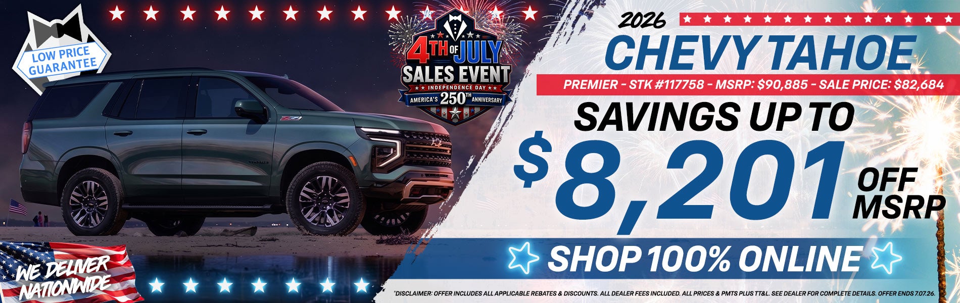 2026 Chevy Tahoe - Savings Up To $8,201 Off MSRP