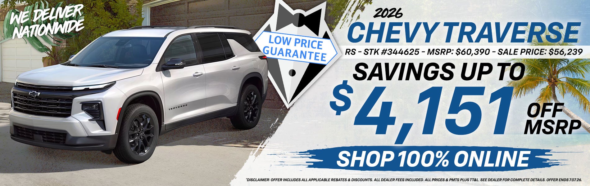 2026 Chevy Traverse - Savings Up To $4,151 Off MSRP