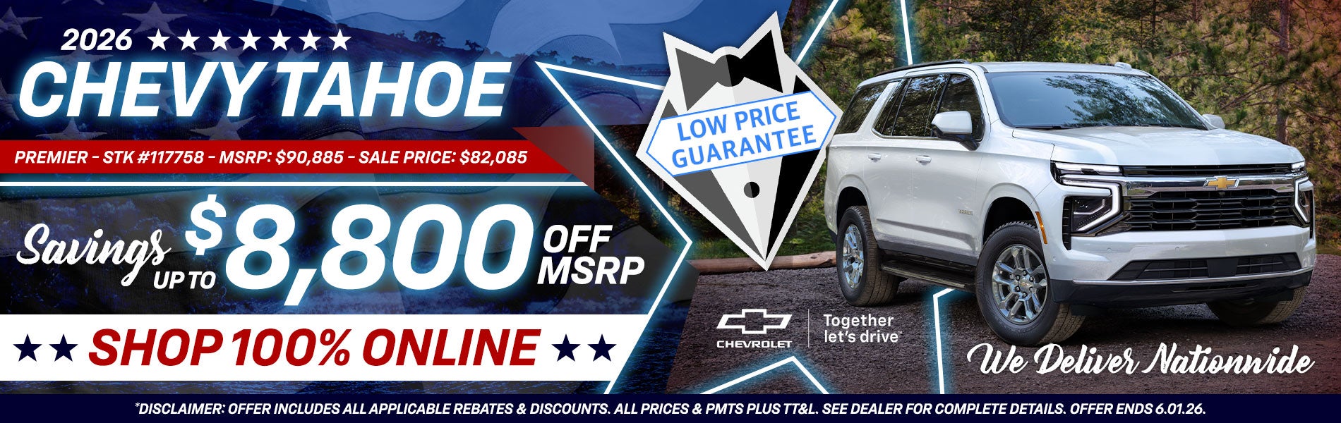 2026 Chevy Tahoe - Savings Up To $8,800 Off MSRP