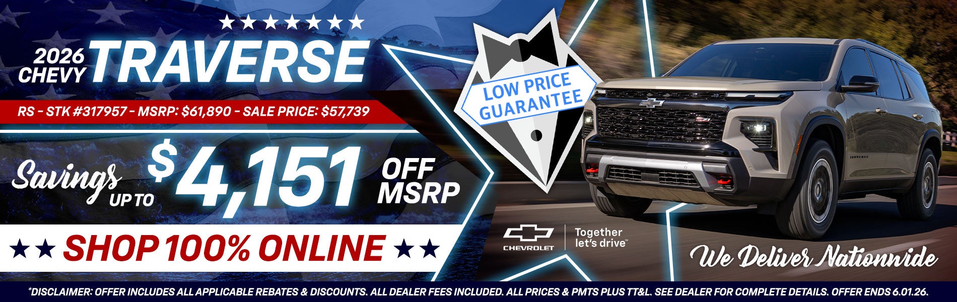 2026 Chevy Traverse - Savings Up To $4,151 Off MSRP