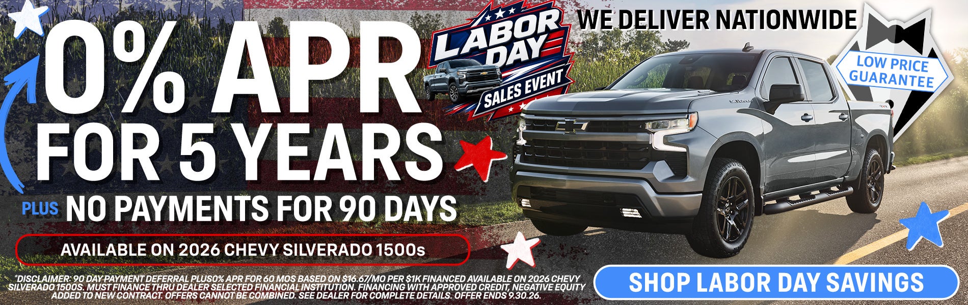 0% APR For 5 Years + No Payments For 90 Days On 2026 Chevy Silverado 1500s